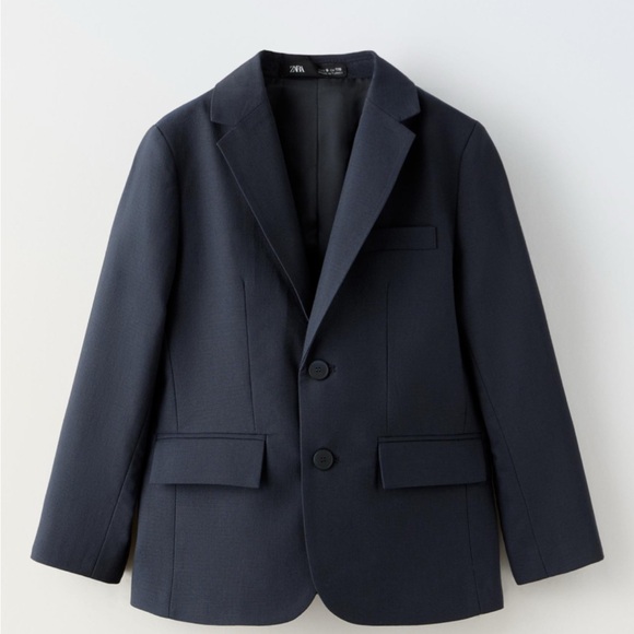 Zara Dark Navy Blue Textured BlazerJacket
